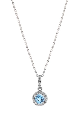 Pendentif - Or blanc, diamants et topaze