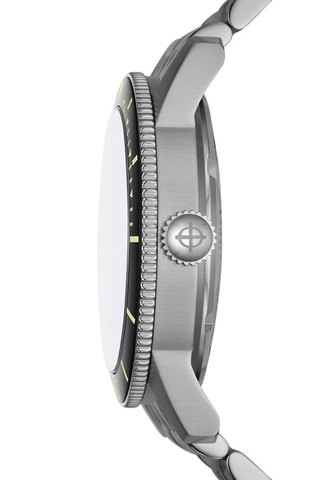 Montre automatique en acier - Chronomètre - Argenté et noir