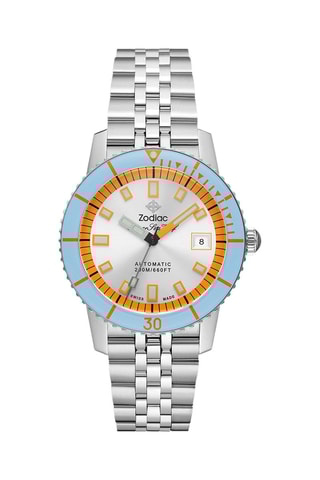 Montre automatique en acier - Argenté et bleu