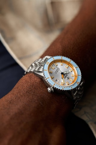 Montre automatique en acier - Argenté et bleu