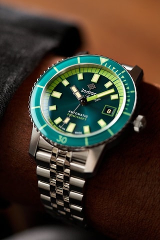 Montre automatique en acier - Argenté et vert