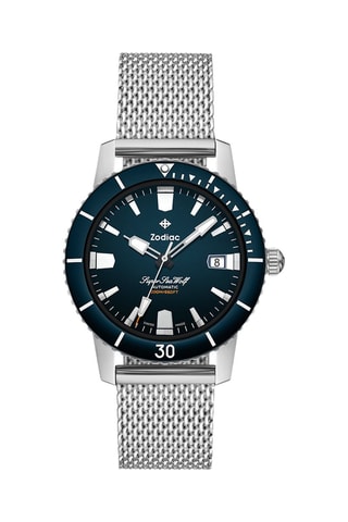 Montre automatique en acier - Argenté et bleu