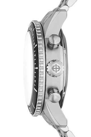 Montre automatique en acier - Chronographe - Argenté et noir