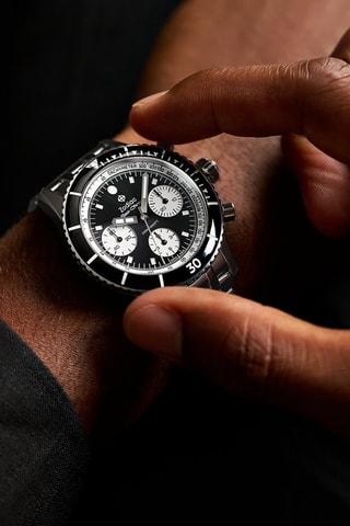 Montre automatique en acier - Chronographe - Argenté et noir