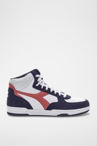 Sapatilhas subidas em couro - Azul-marinho