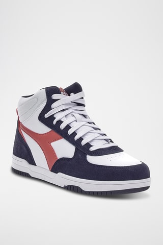 Sapatilhas subidas em couro - Azul-marinho