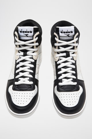 Sapatilhas subidas em couro - Branco e preto