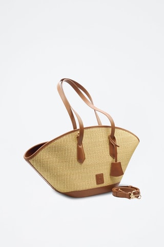 Shopping bag in pelle - Beige e marrone -  e 