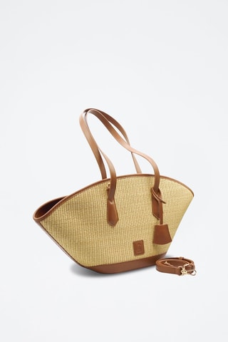 Shopping bag in pelle - Beige e marrone -  e 