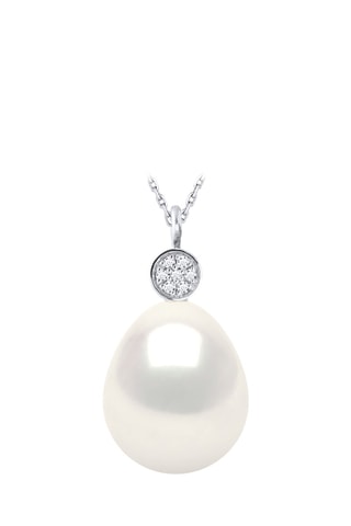 Collana - Oro bianco, diamanti e perla coltivata d’acqua dolce
