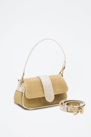 Borsa a spalla in pelle - Bianco -  e beige