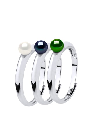 3 anelli - Argento e perle coltivate d’acqua dolce