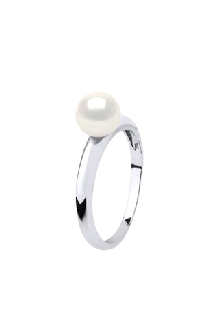 Anello - Oro bianco e perla coltivata d’acqua dolce