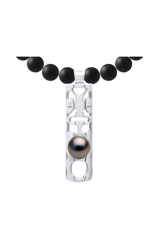 Collana - Agate, argento e perla coltivata di Tahiti