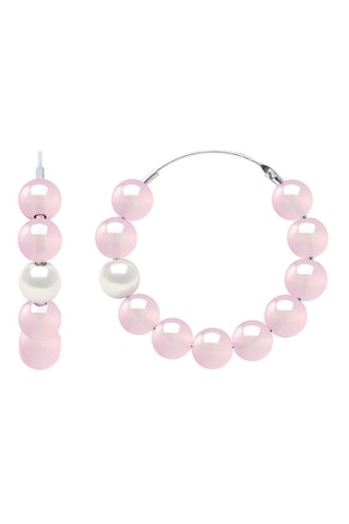 Orecchini a cerchio - Argento, perle coltivate d’acqua dolce e agate