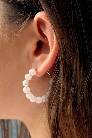 Orecchini a cerchio - Argento, perle coltivate d’acqua dolce e agate