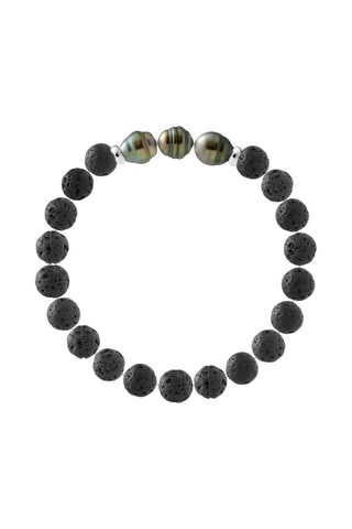Bracciale - Argento, pietre di lava naturale e perle coltivate di Tahiti