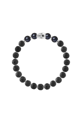 Bracciale - Argento, pietre di lava e perle coltivate d’acqua dolce