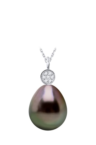 Collana - Oro bianco, diamanti e perla coltivata d'acqua di Tahiti