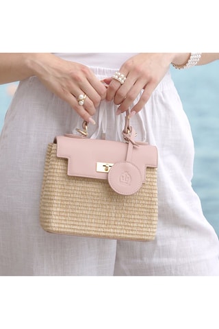 Borsa in pelle - Beige e rosa -  e bianco