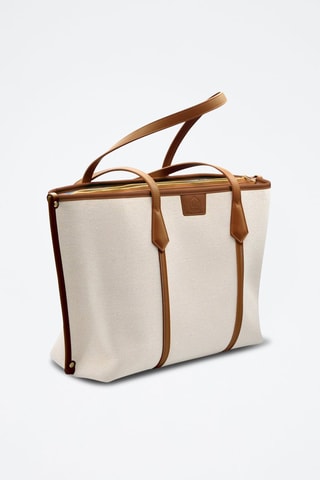 Shopping bag in pelle - Beige e marrone -  e 