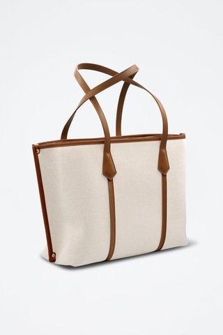 Shopping bag in pelle - Beige e marrone -  e 