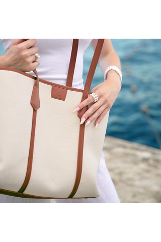 Shopping bag in pelle - Beige e marrone -  e 