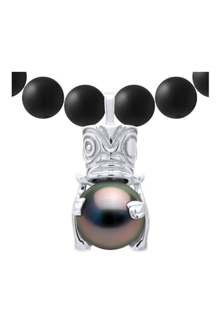 Collana - Agate, argento e perla coltivata di Tahiti