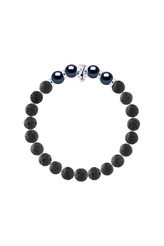 Bracciale - Pietre di lava, perle coltivate d’acqua dolce e argento