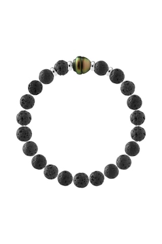 Bracciale - Argento, pietre di lava naturale e perla coltivata di Tahiti