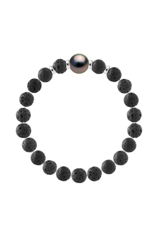 Bracciale - Argento, pietre di lava naturale e perla coltivata di Tahiti