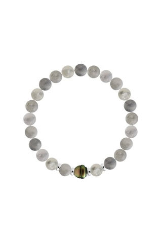 Bracciale - Argento, quarzo nuvola e perla coltivata di Tahiti