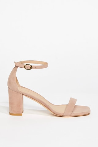 Sandales à talons en cuir de chèvre nubuck Nudistcurve - Beige