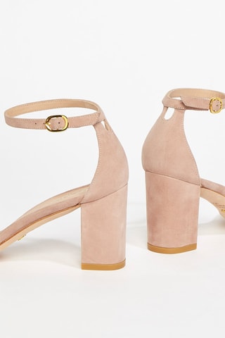 Sandales à talons en cuir de chèvre nubuck Nudistcurve - Beige