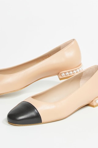 Ballerines en cuir d’agneau Pearl Flat - Beige et noir