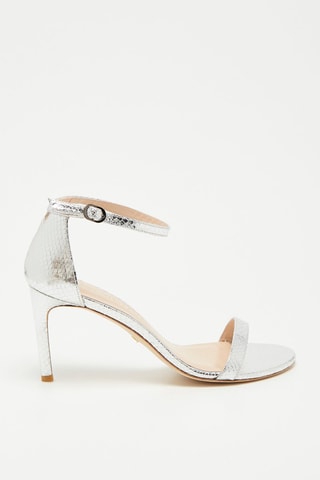 Sandales à talons en cuir de chèvre Nunakedstraight - Argenté - Stuart Weitzman