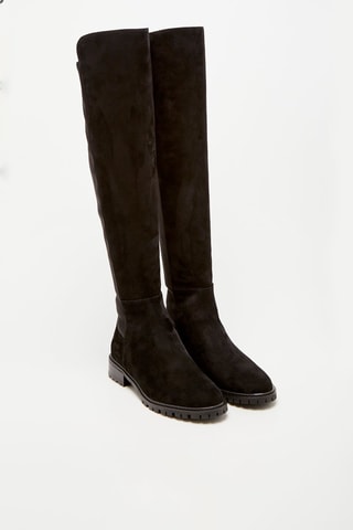 Cuissardes en cuir de chèvre nubuck City - Noir