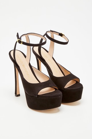 Sandales à talons en cuir de chèvre nubuck Tia Hollywood - Noir