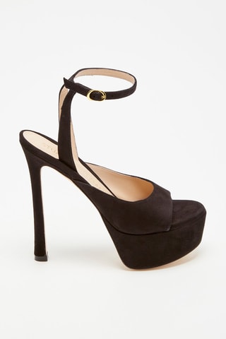 Sandales à talons en cuir de chèvre nubuck Tia Hollywood - Noir