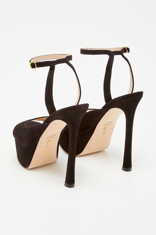 Sandales à talons en cuir de chèvre nubuck Tia Hollywood - Noir