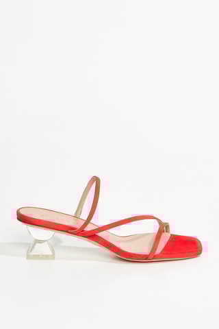 Mules à talons en cuir de chèvre Lucite - Rouge