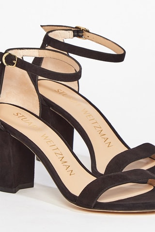 Sandales à talons en cuir de chèvre nubuck Nearlynude - Noir