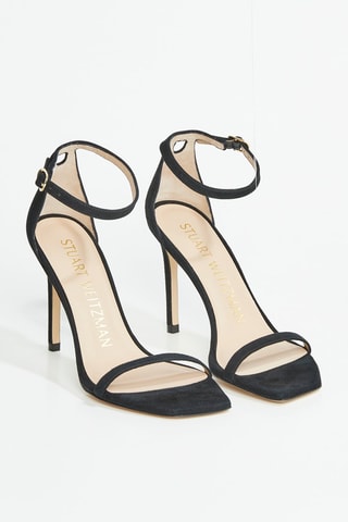 Sandales à talons en cuir de chèvre nubuck Nudistcurve - Noir