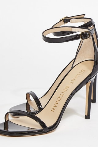 Sandales à talons en cuir de veau verni Nudistcurve - Noir