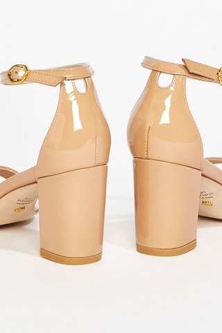 Sandales à talons en cuir de veau verni Nudistcurve - Beige