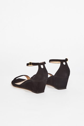 Sandales compensées en cuir de chèvre nubuck Nudistcurve - Noir