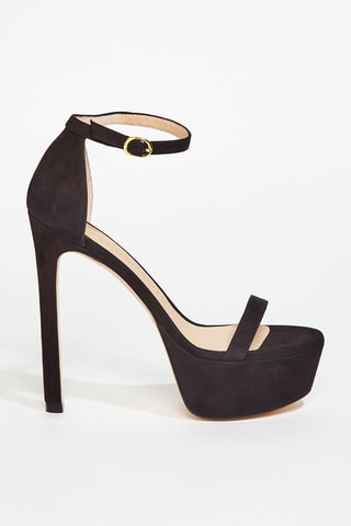 Sandales à talons en cuir de chèvre nubuck Nudist Hollywood - Noir