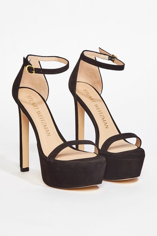 Sandales à talons en cuir de chèvre nubuck Nudist Hollywood - Noir