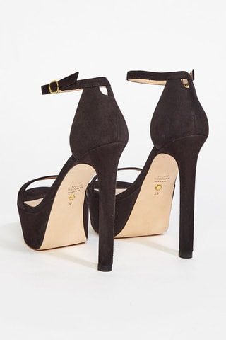 Sandales à talons en cuir de chèvre nubuck Nudist Hollywood - Noir