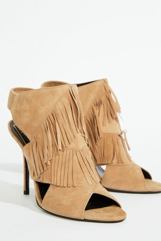 Sandales à talons en nubuck - Beige